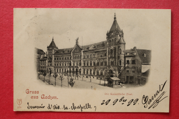 Postcard PC Aachen 1899 Kaiserliche Mail Office Town architecture NRW